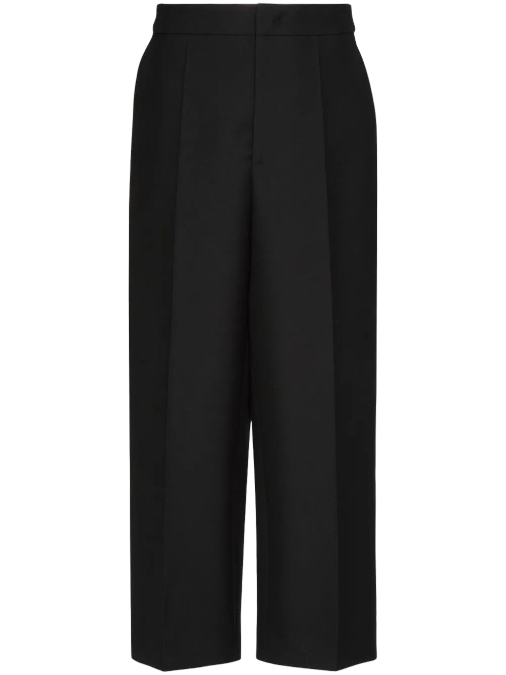 Cropped Wide-Leg Trousers — Black
