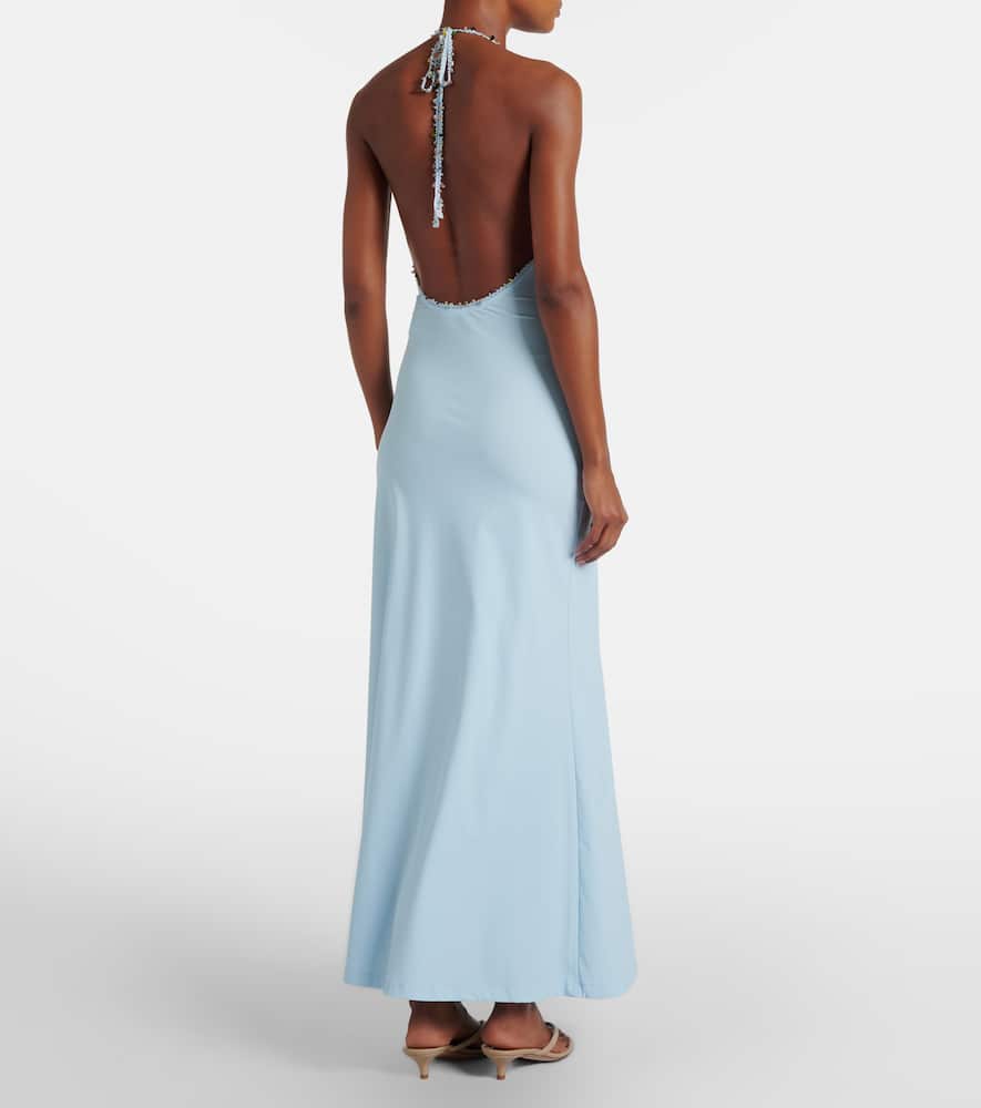 Embellished halterneck maxi dress