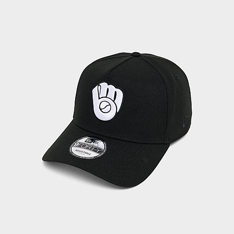 Milwaukee Brewers MLB 9FORTY Monochrome Snapback Hat in Black/White