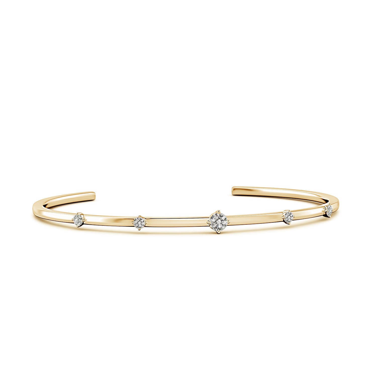 Angara 0.51 CTW Five-Stone Round Diamond Station Cuff Bracelet in 18K Yellow Gold