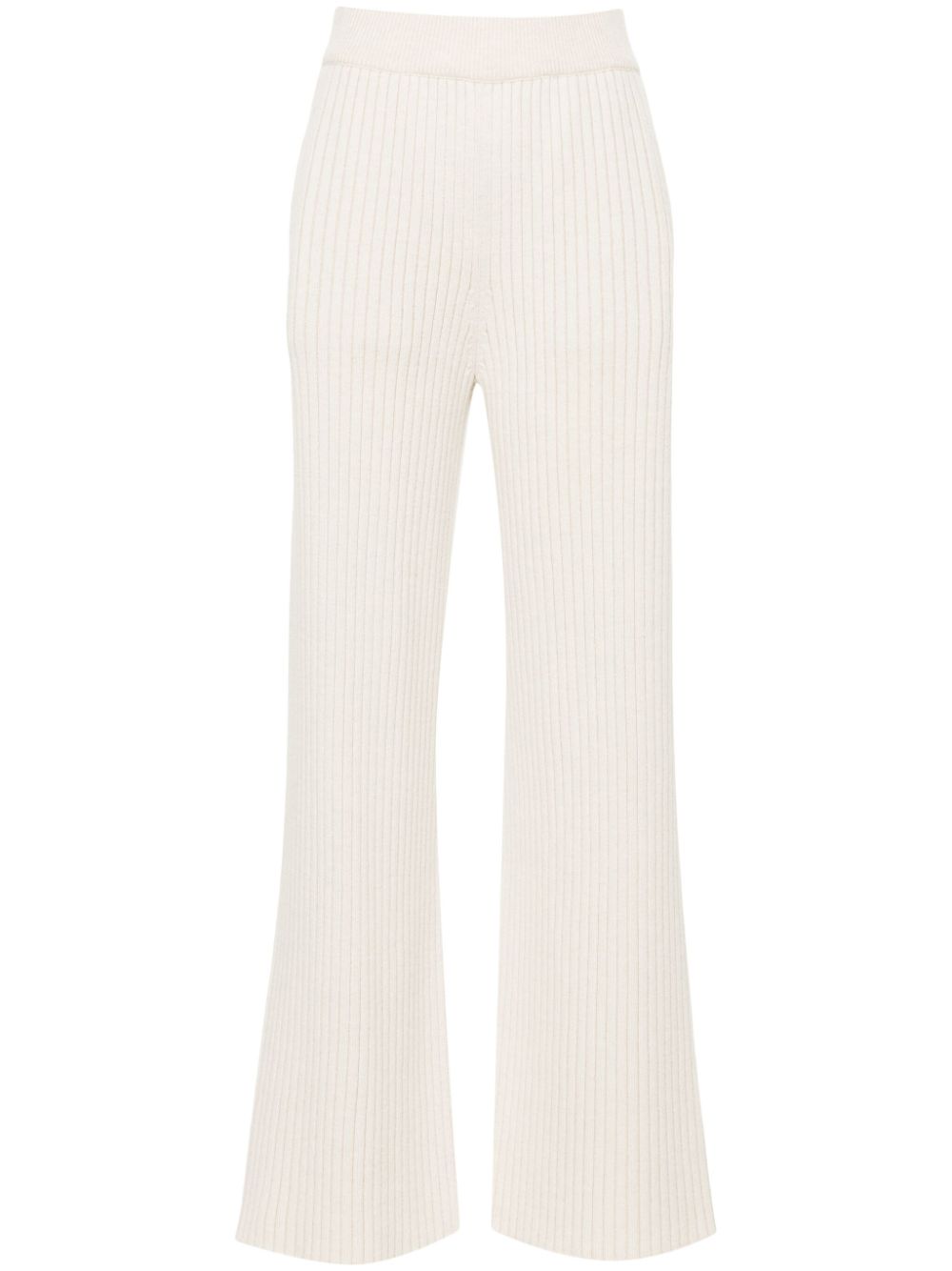 Chunky-ribbed trousers - Neutrals
