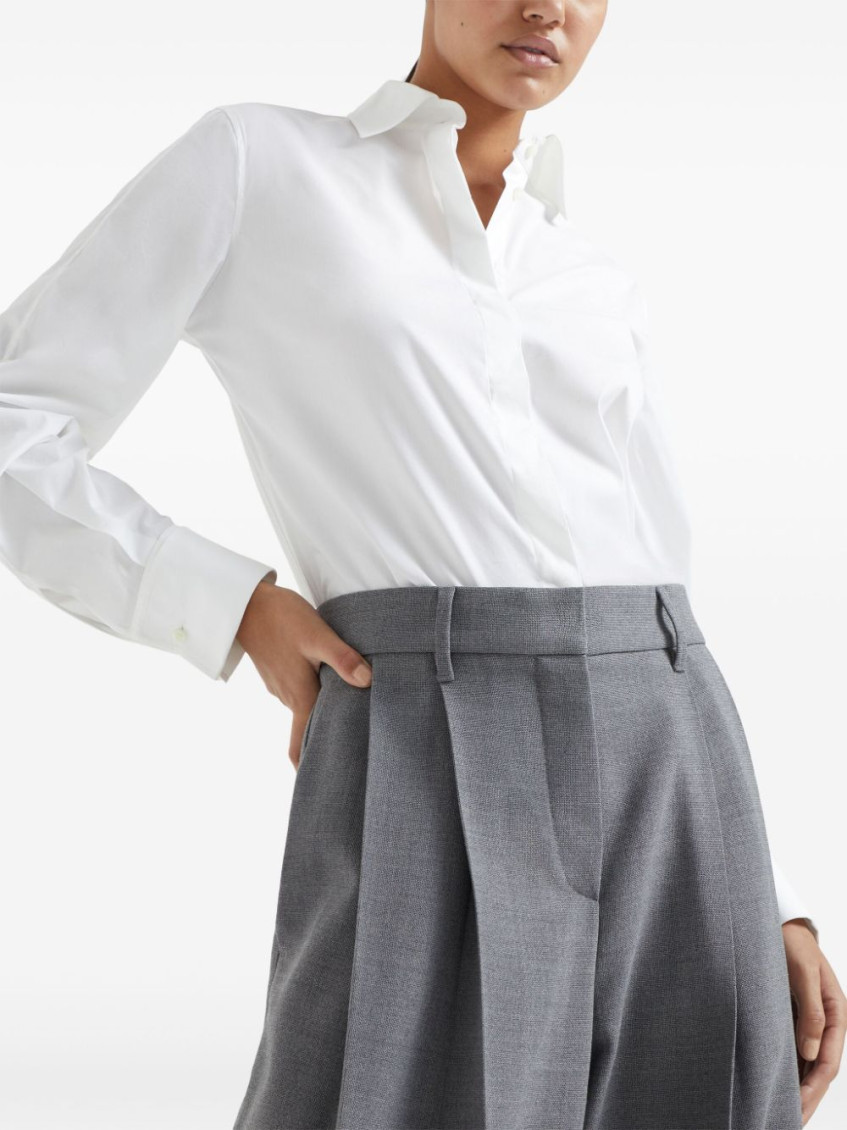 Wide-leg wool trousers - Grey