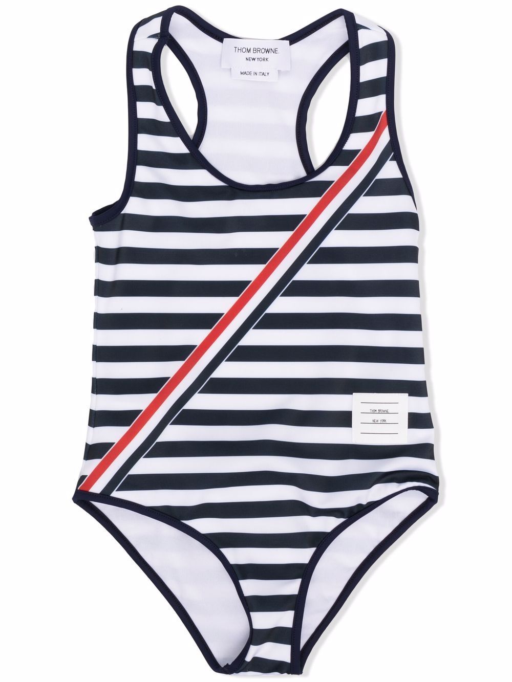 RWB stripe-detail swimsuit - Blue