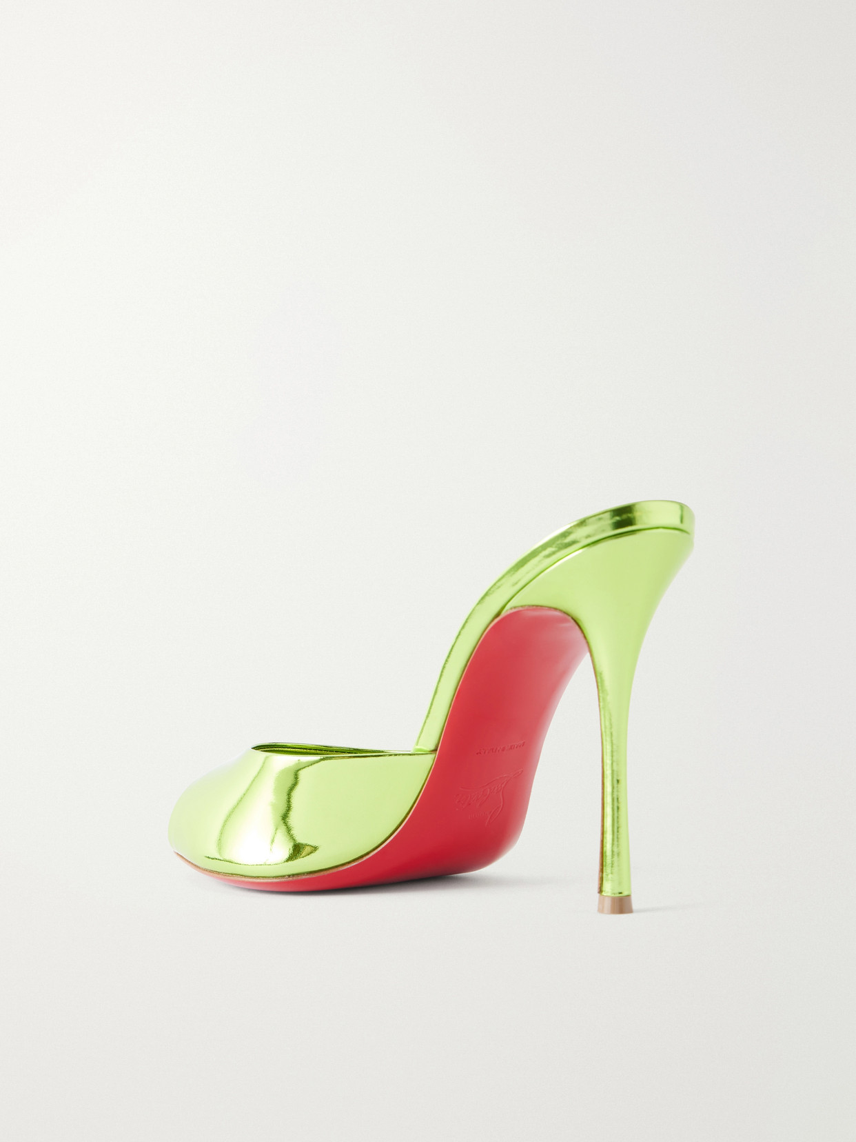 Me Dolly 100 Metallic Leather Mules - Lime green