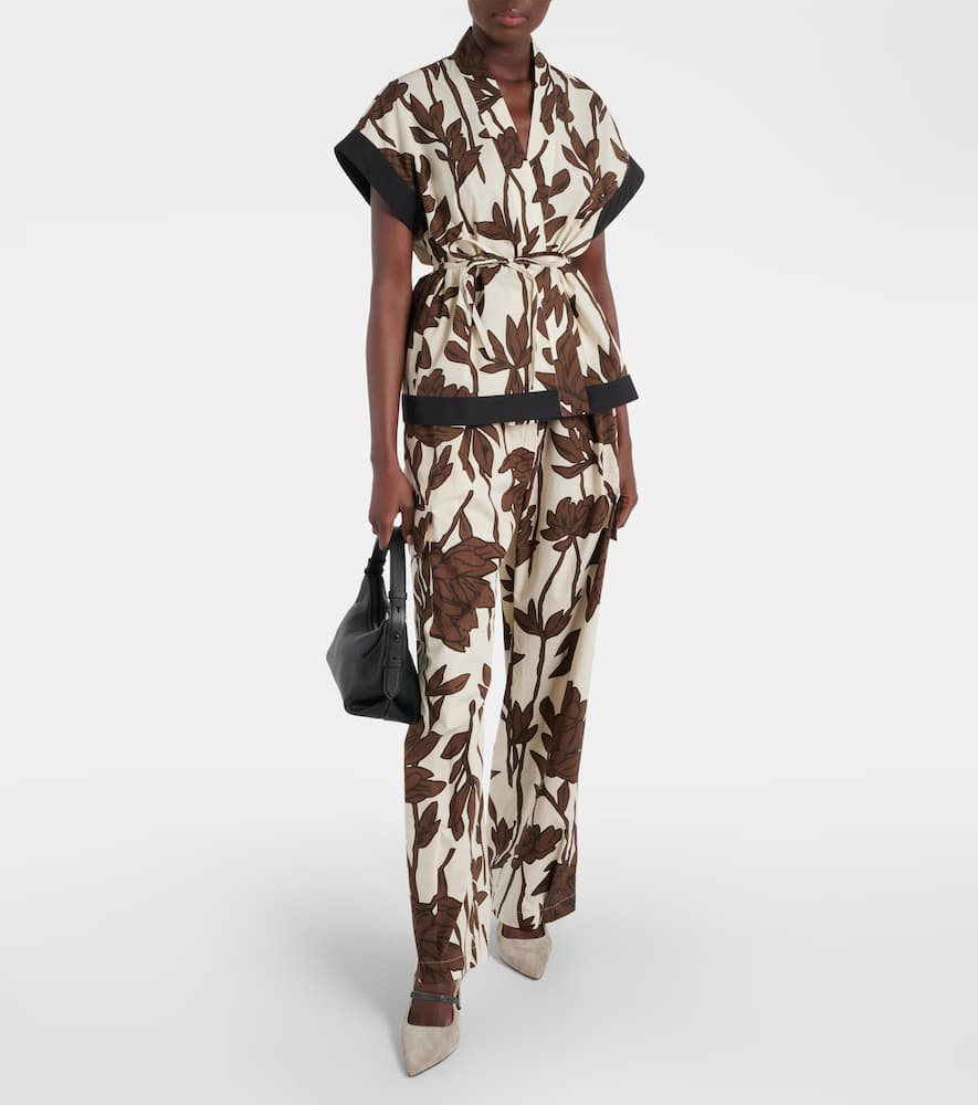 Printed cotton poplin cargo pants