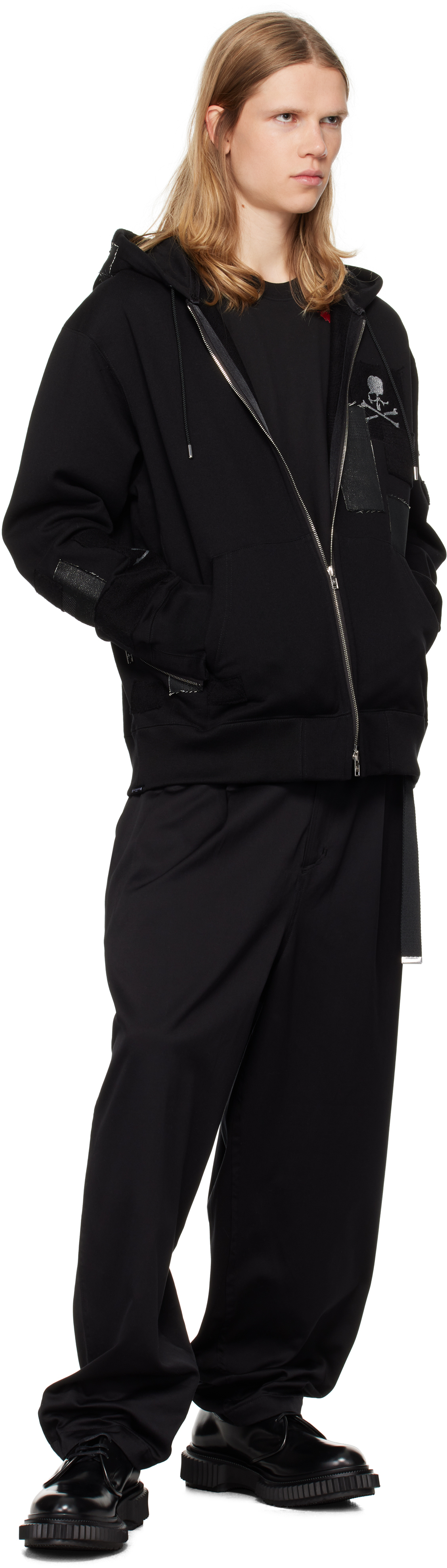 MASTERMIND WORLD Black Patchwork Full-Zip Hoodie