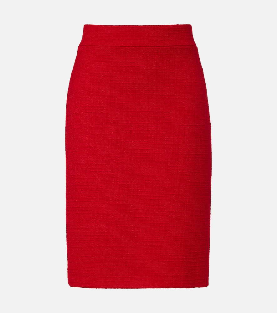 High-rise wool-blend tweed pencil skirt