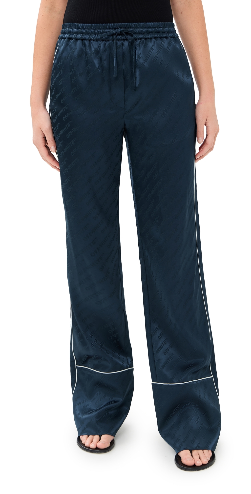 Jacquard Off Satin Pajama Pants Blue Iris