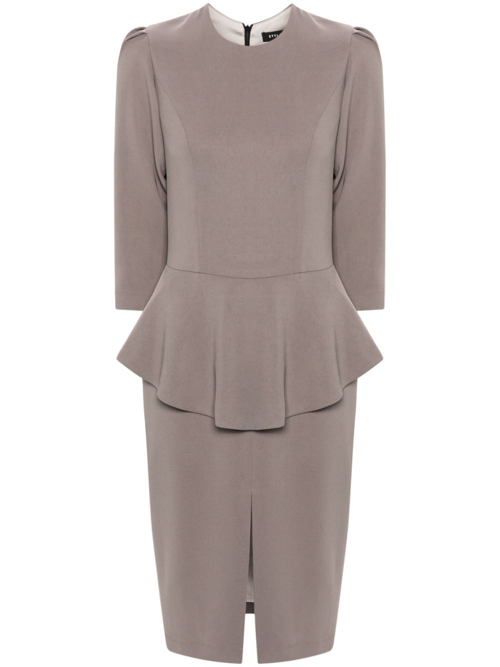 Peplum-waist midi dress - Grey