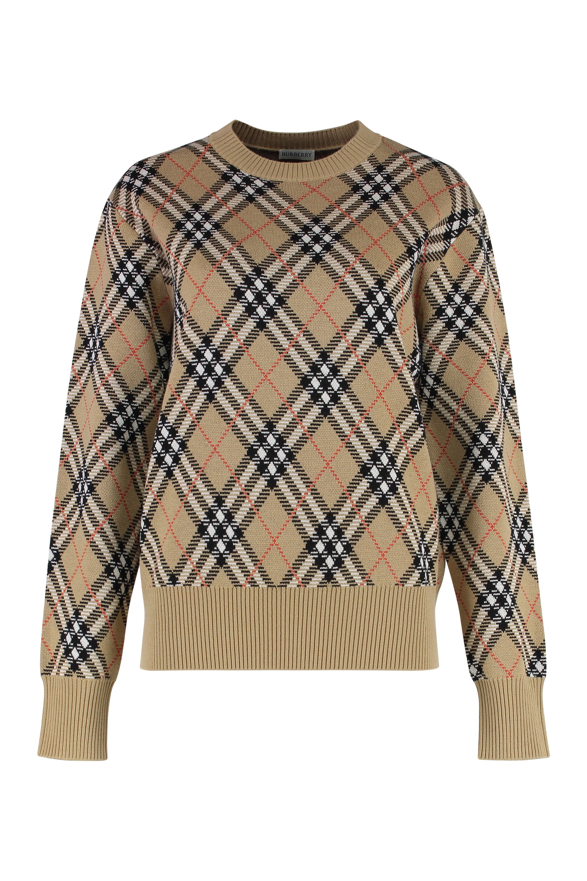 -Inspired Wool Blend Check Pullover
