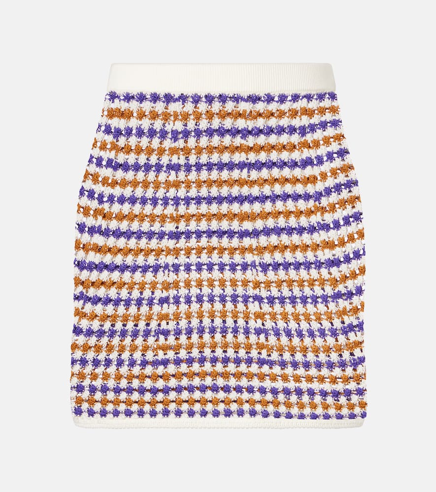 Design open-knit cotton-blend miniskirt