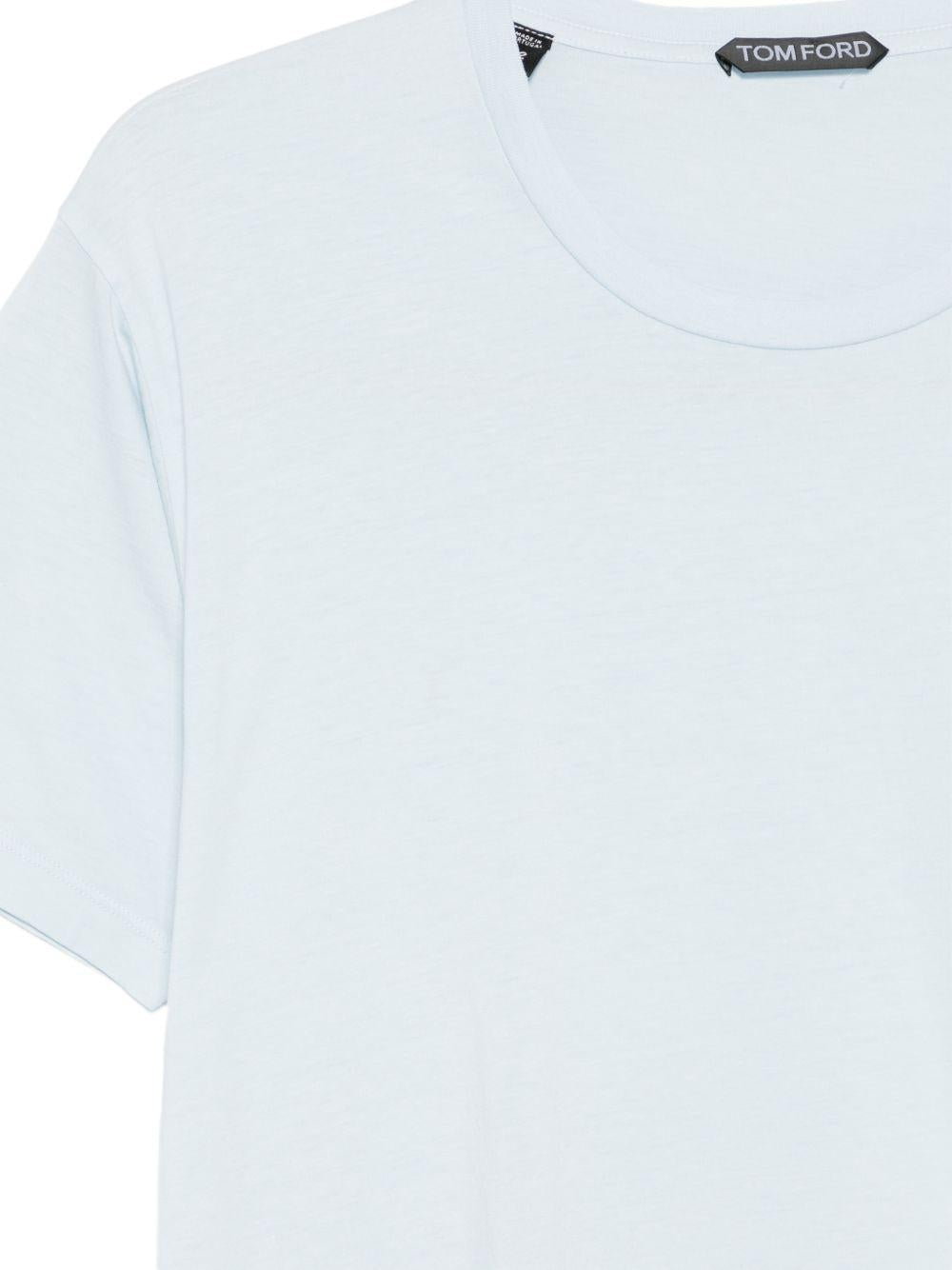 Cotton-Silk Crew T-Shirt — Blue