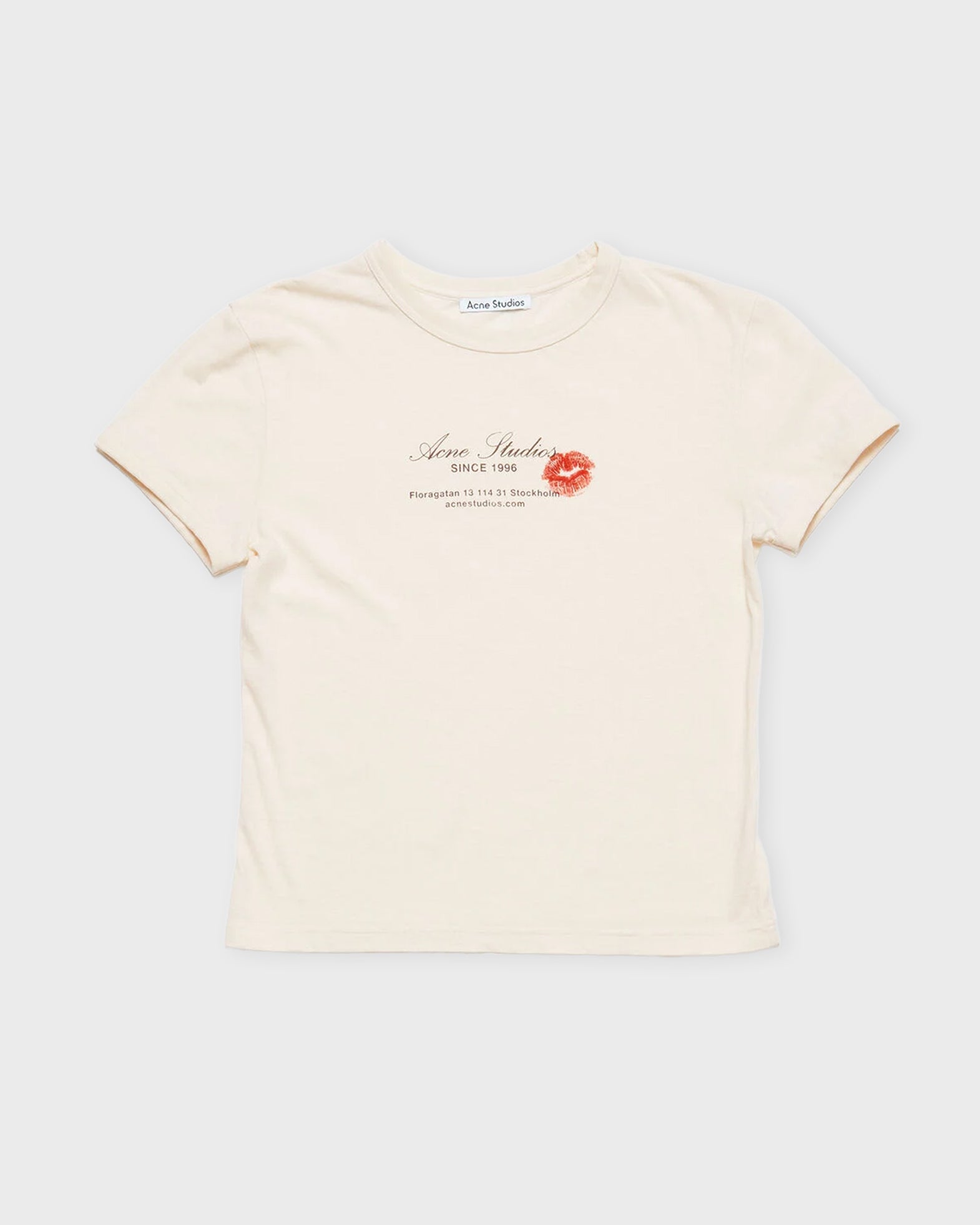 Acne Studios T-shirt Kiss Print Logo Pearl grey