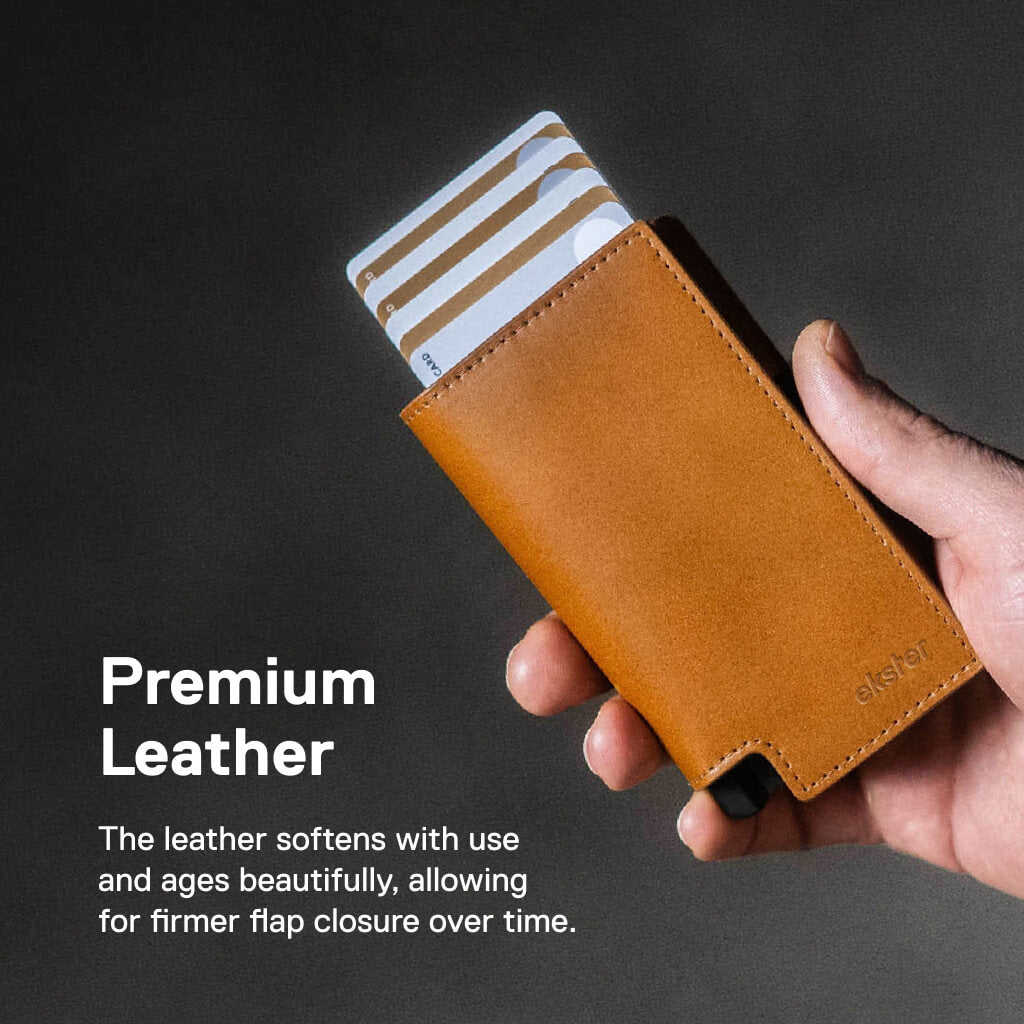 Men's Wallet - Perforated Brown Pro Premium Slim Men's Wallet Trackable Wallet Leather Smart Wallet RFID Blocking