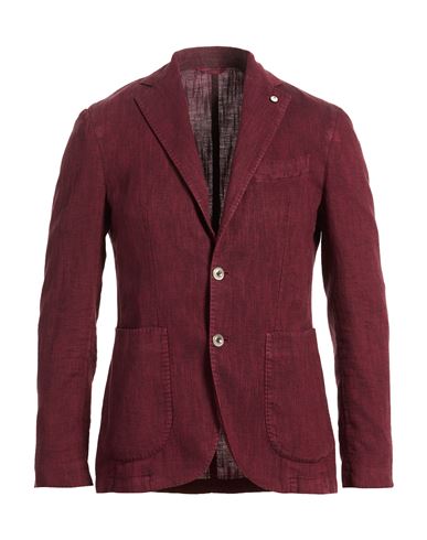 L. b.m. 1911 Man Blazer Burgundy Size 38 Linen, Cotton
