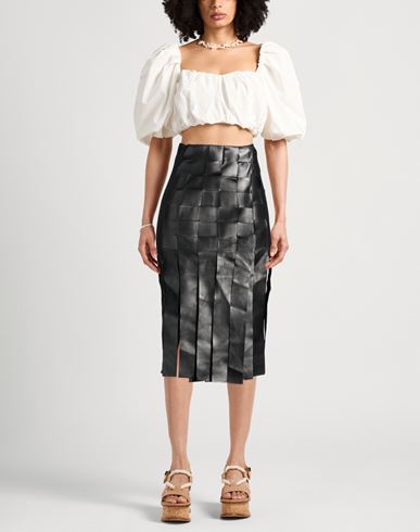 Woman Midi skirt Black Size 10 Leather