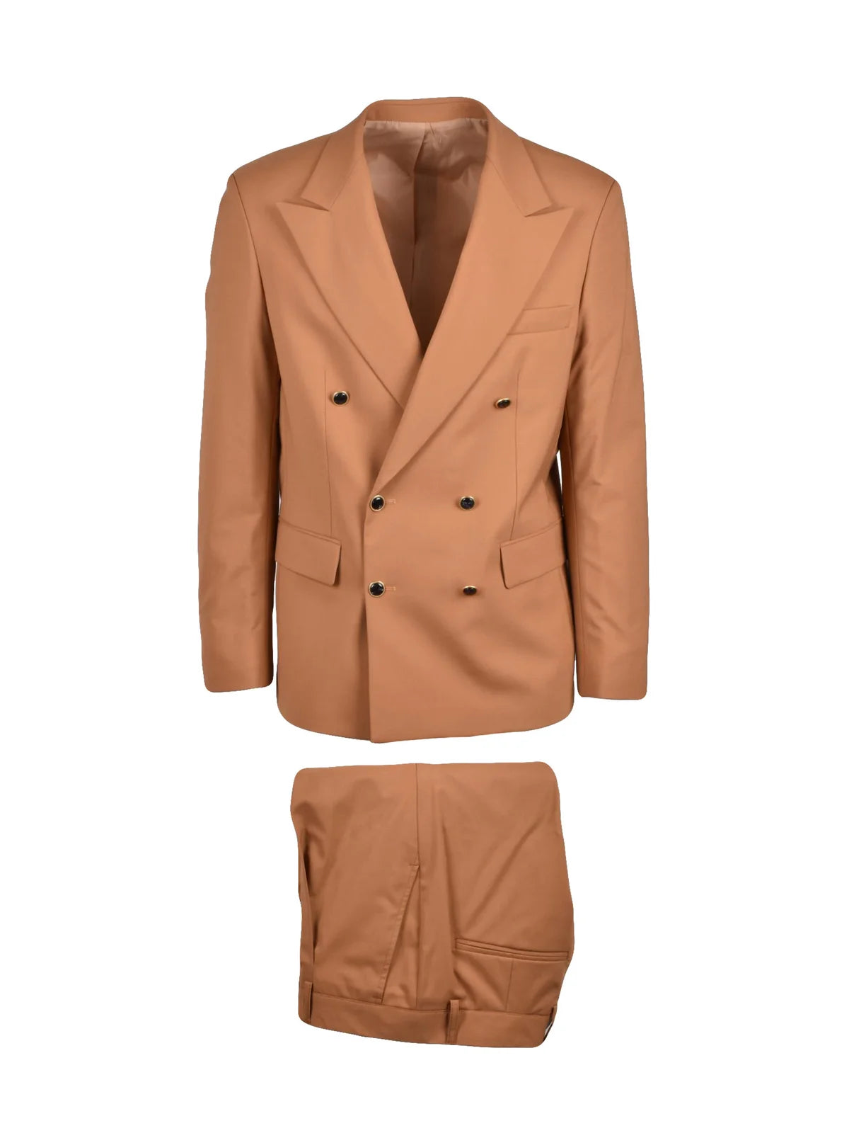 Gold Virgin Wool Polyester Elastane Men Suit