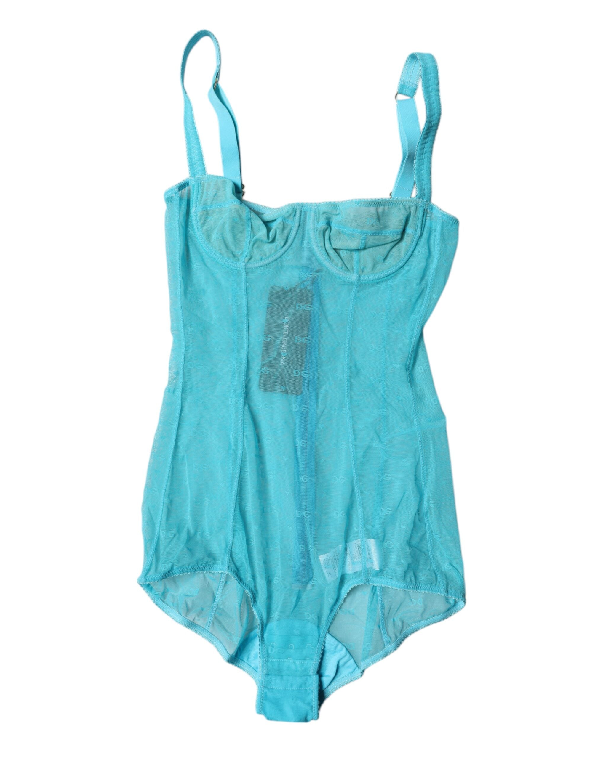 Balconette Nylon Bodysuit — Blue