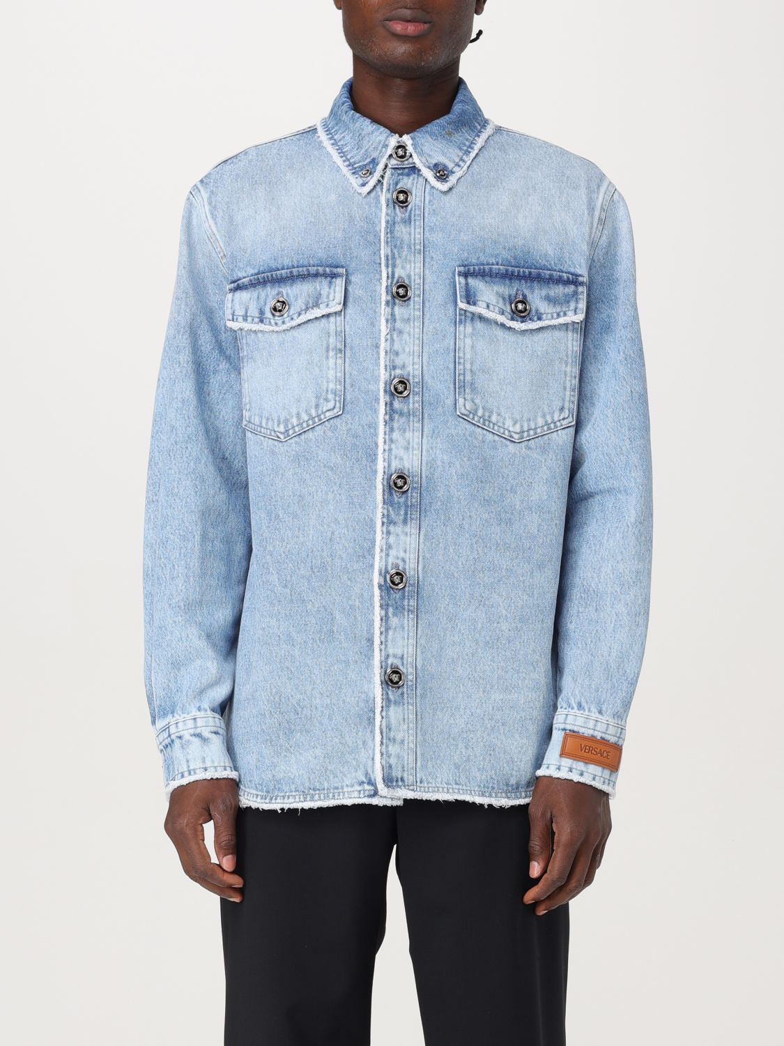 Frayed denim overshirt - Blue