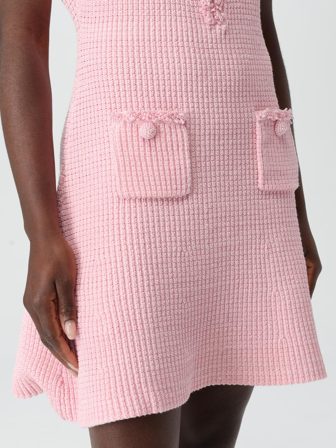 Textured-knit mini dress - Pink