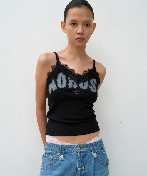 NO RUSH LACE SLEEVELESS BLACK