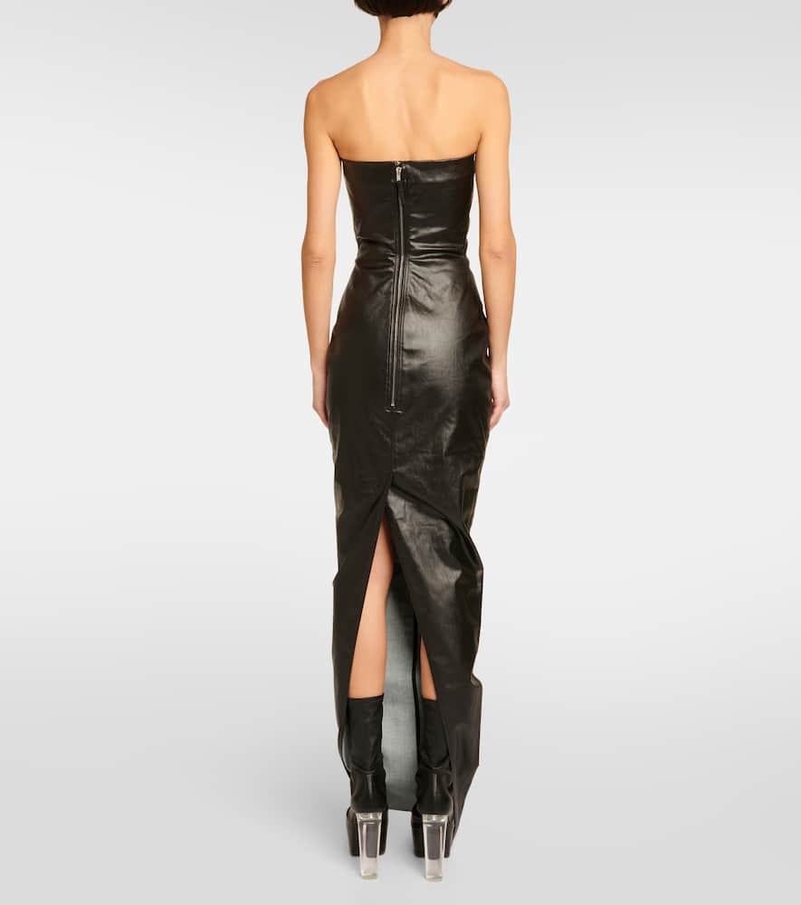Bustier-detail denim gown