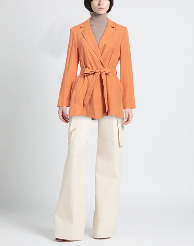 Niū Woman Blazer Orange Size XS Linen, Cotton