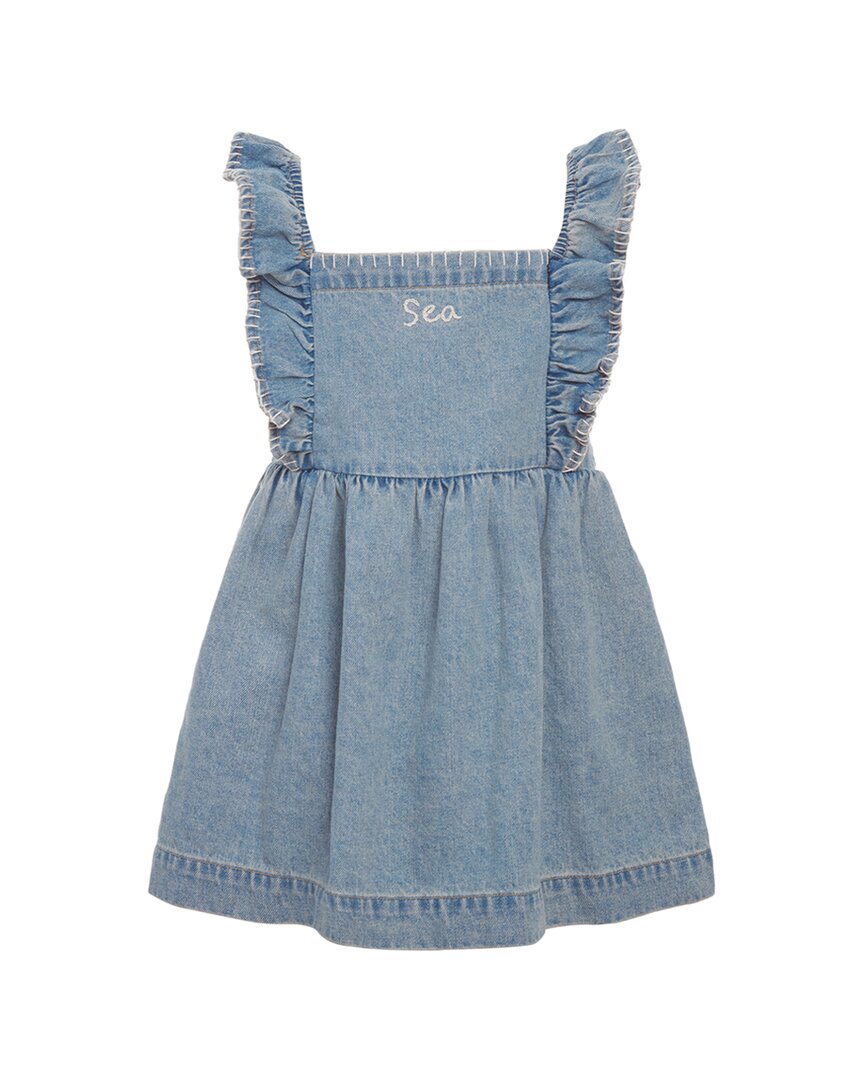 Marion Mended Denim Flutter Sleeve Dress