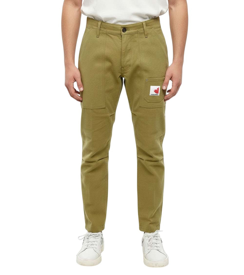 Green Flat Front Trousers