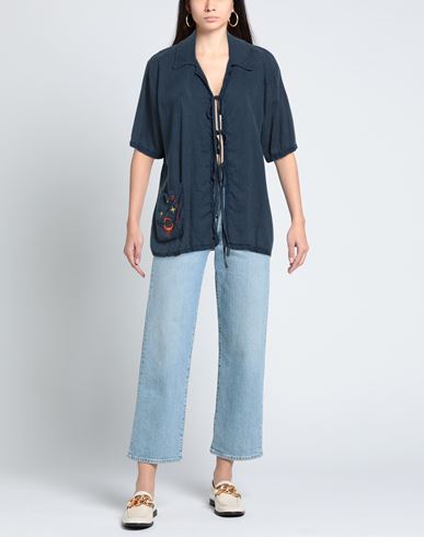 Woman Shirt Navy Size ONESIZE Linen, Viscose