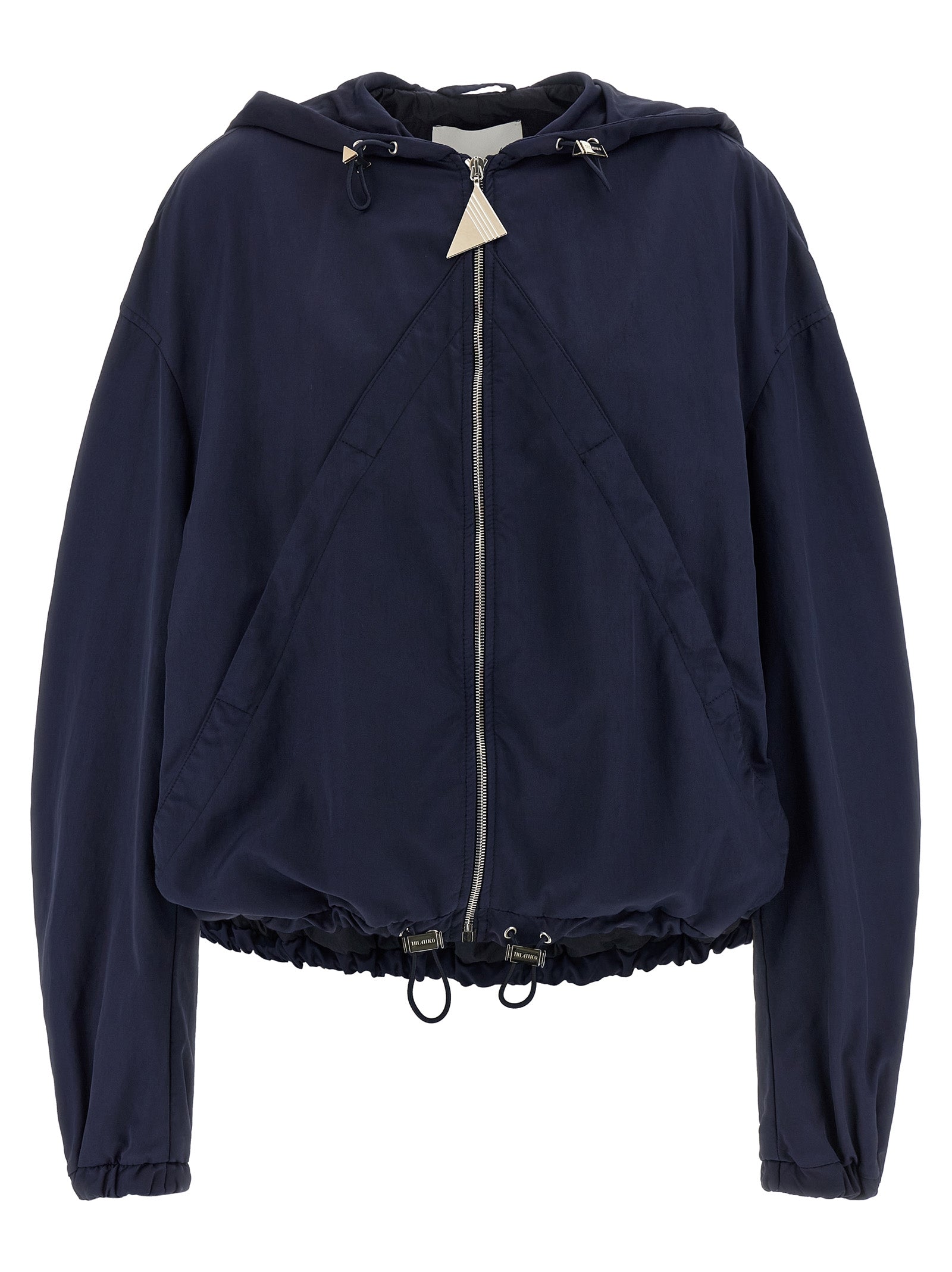 Polyamide Hooded Bomber Jacket — Navy