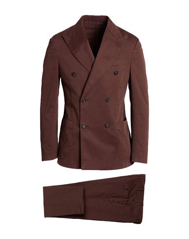Man Suit Chocolate brown Size 40 Cotton, Elastane