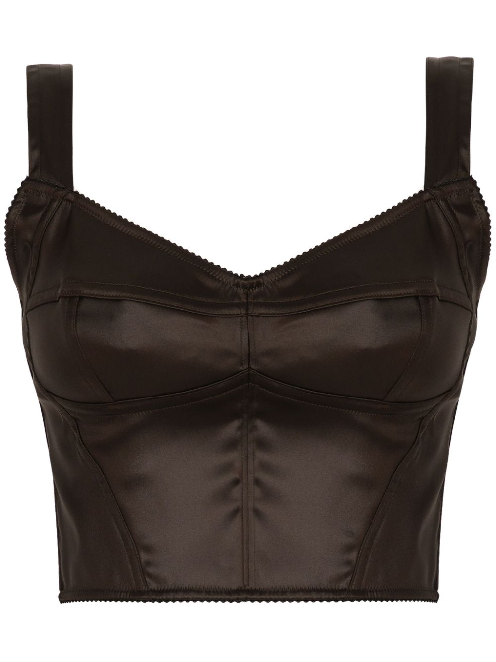 Satin-finish cropped corset - Black