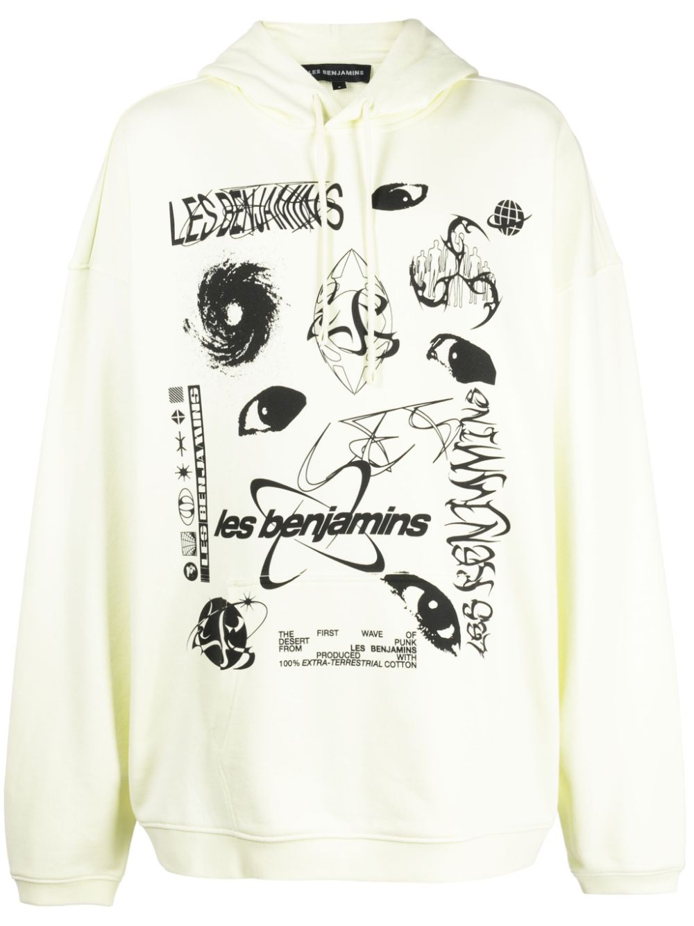 Logo-print cotton hoodie - Yellow