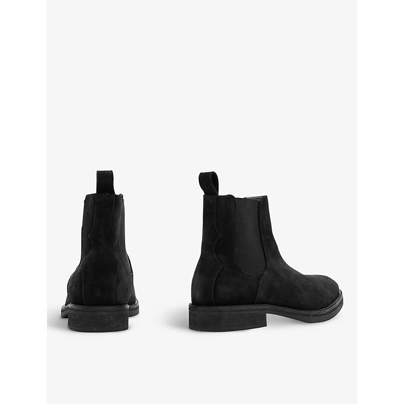 Mens Black Creed Brand-embossed Suede Chelsea Boots