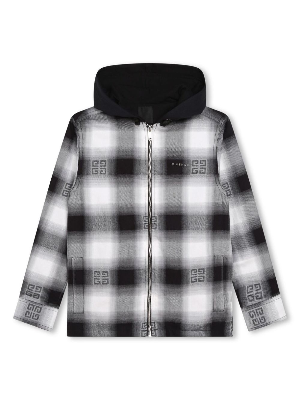 4G-motif checked shirt jacket - Black