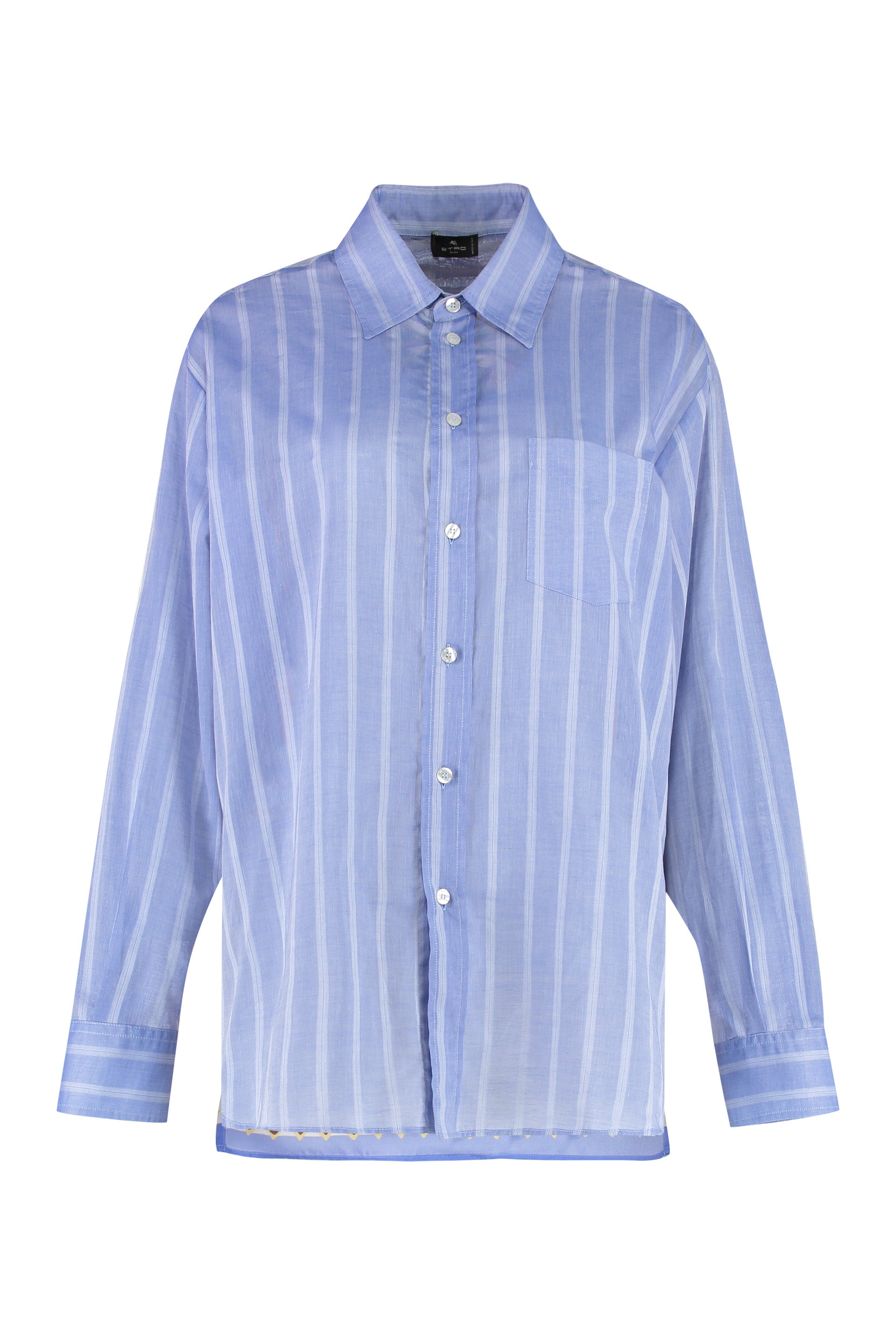 Striped Cotton Shirt with Front Pocket