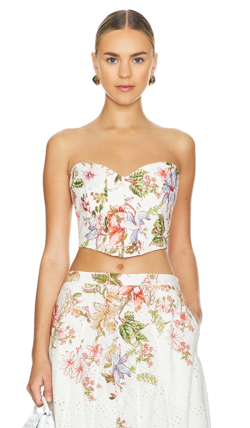 HEMANT AND NANDITA BIKINI-OBERTEIL MIT BUSTIER in White. Größe XS. Also in
