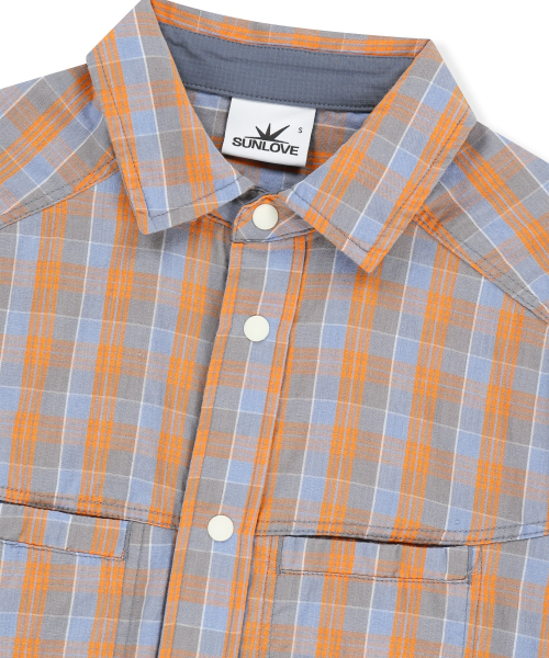 W Plaid 4 Sleeve Shirt Orange