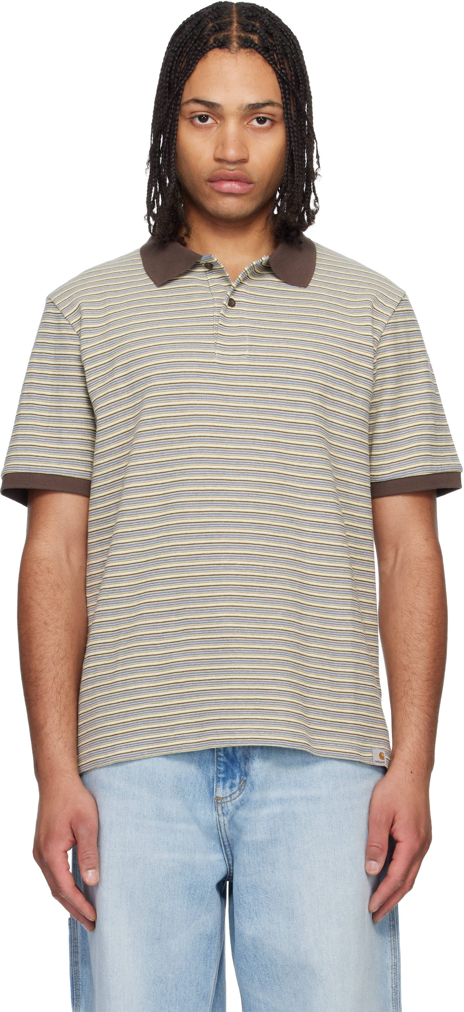 Brown Short Sleeve Dion Stripe Polo