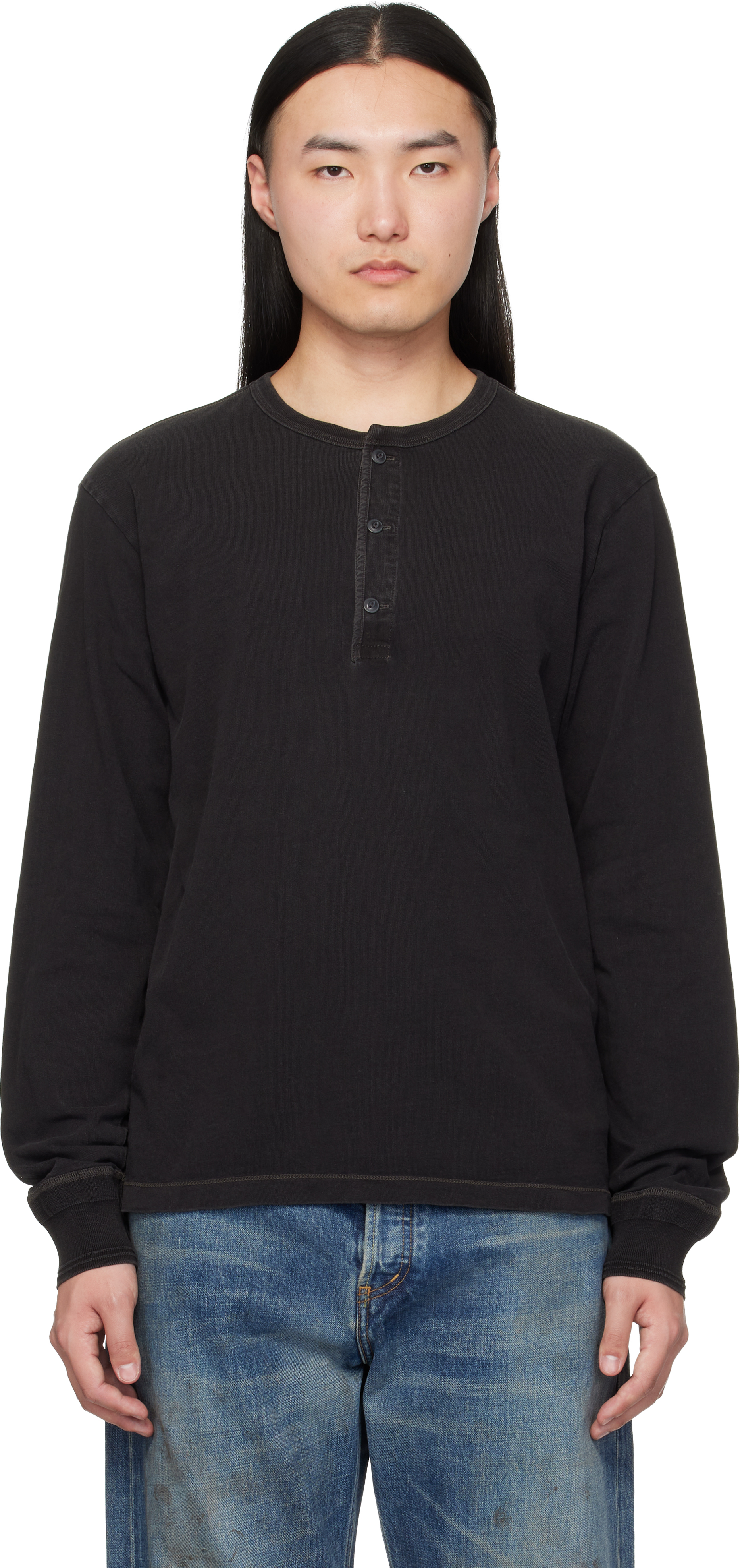 Black Indigo Jersey Henley