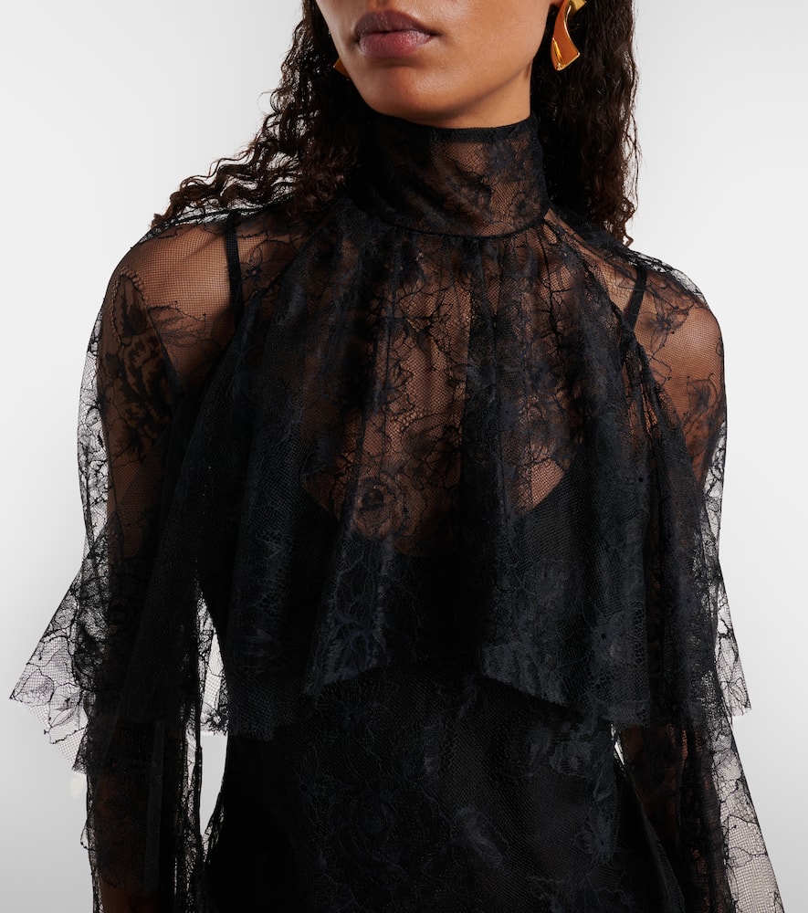 Ruffled sheer lace blouse