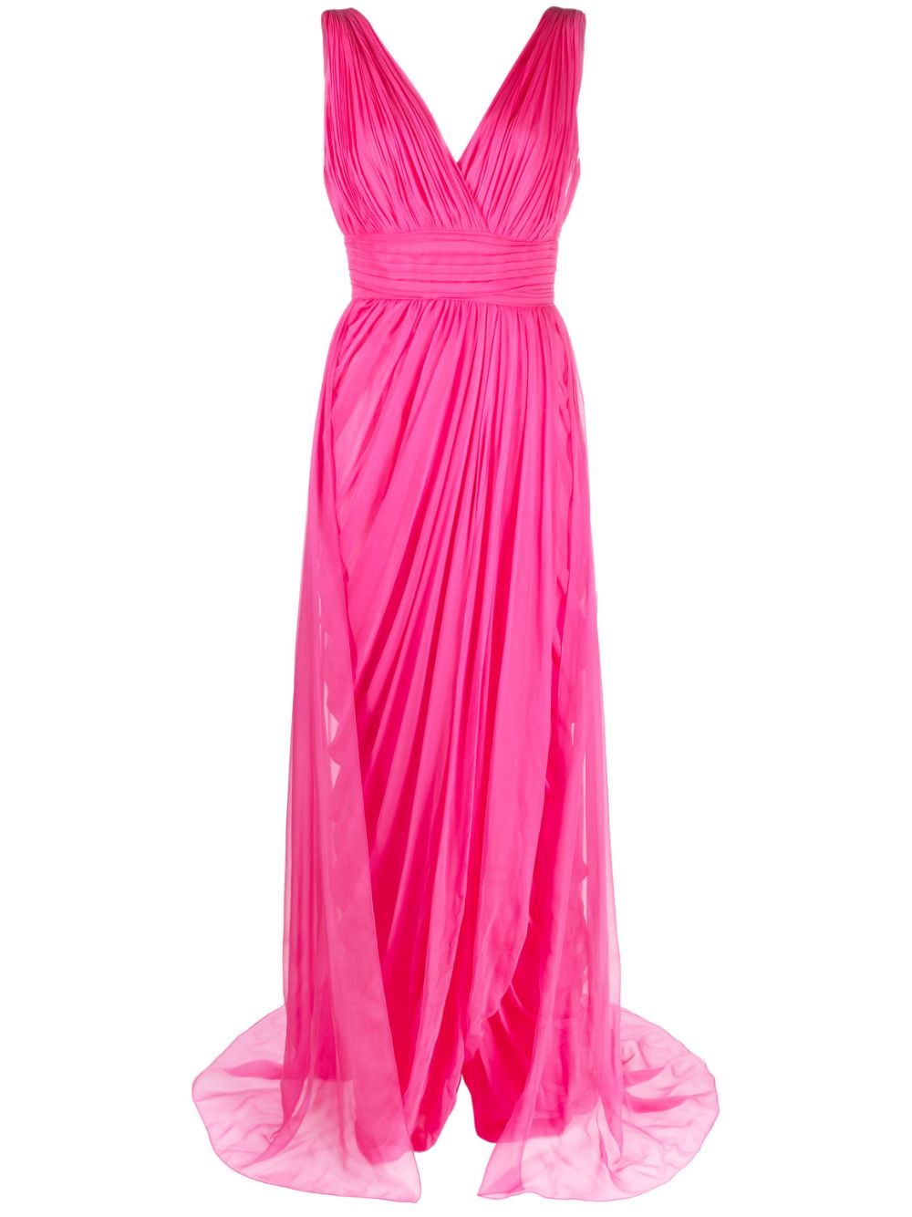 Draped tulle silk gown - White
