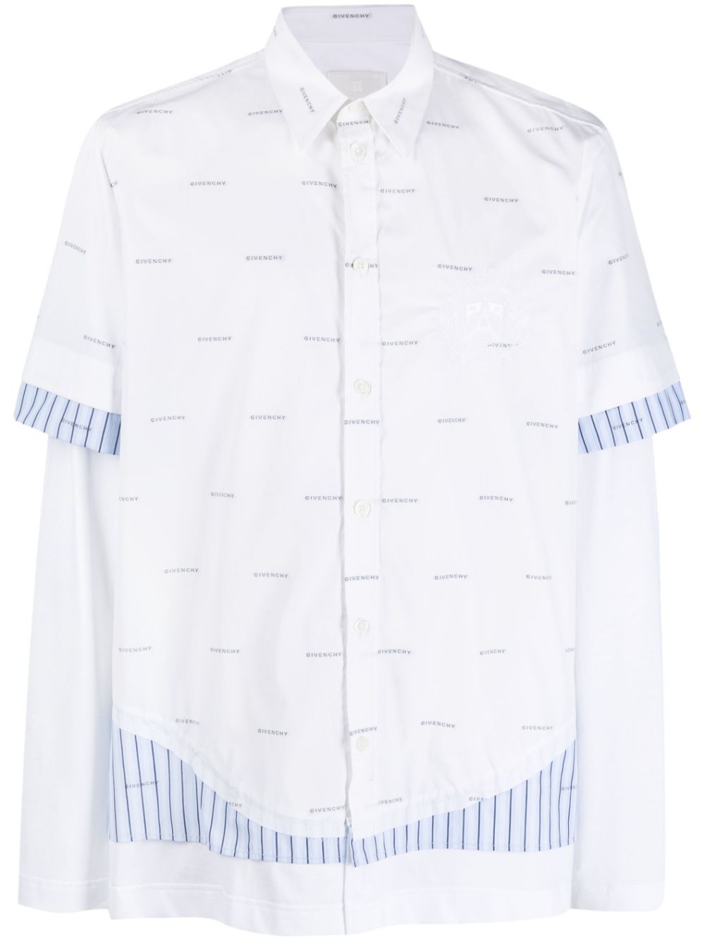 Logo-print layered cotton shirt - White