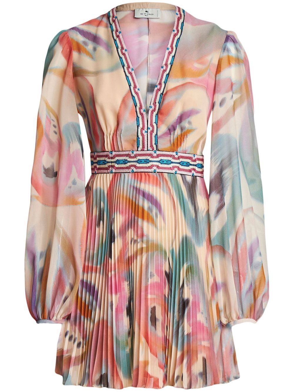 Paisley-print v-neck minidress - Multicolour