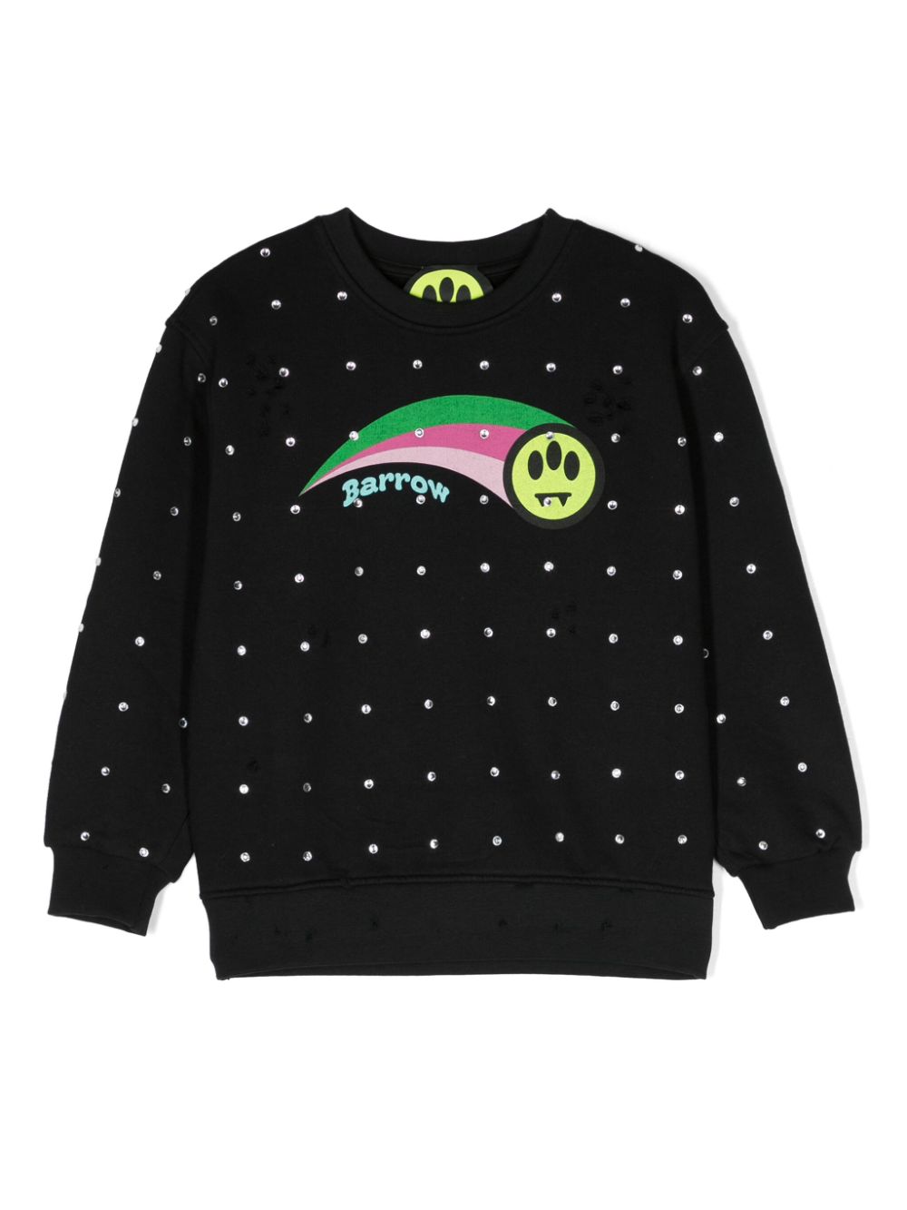 Logo-print rhinestone-embellished cotton sweatshirt - Black