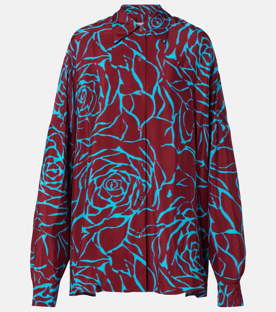 Printed oversized satin shirt