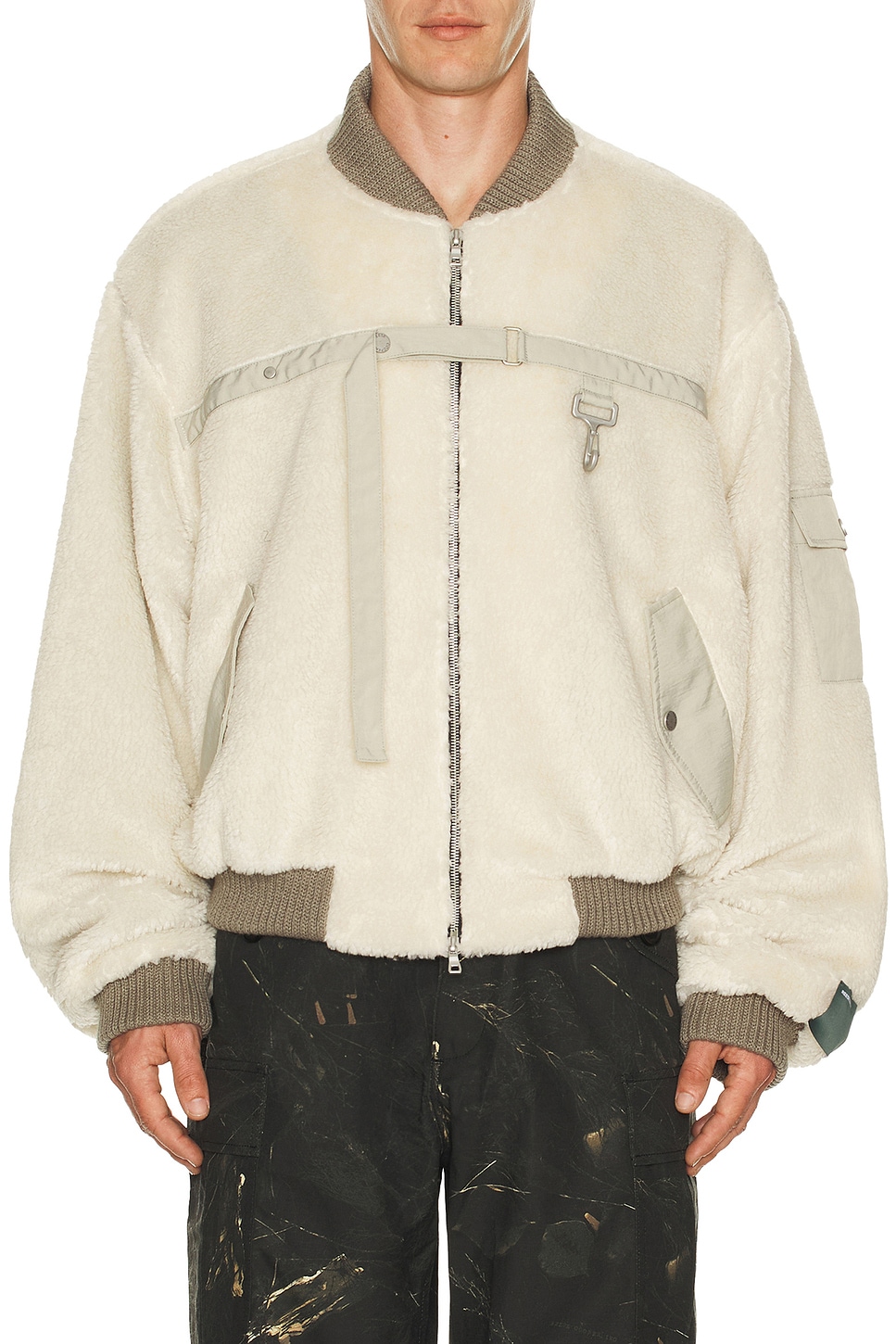 Reese Cooper Sherpa Fleece Bomber Jacket in Cream - Cream. XL/1X also in
