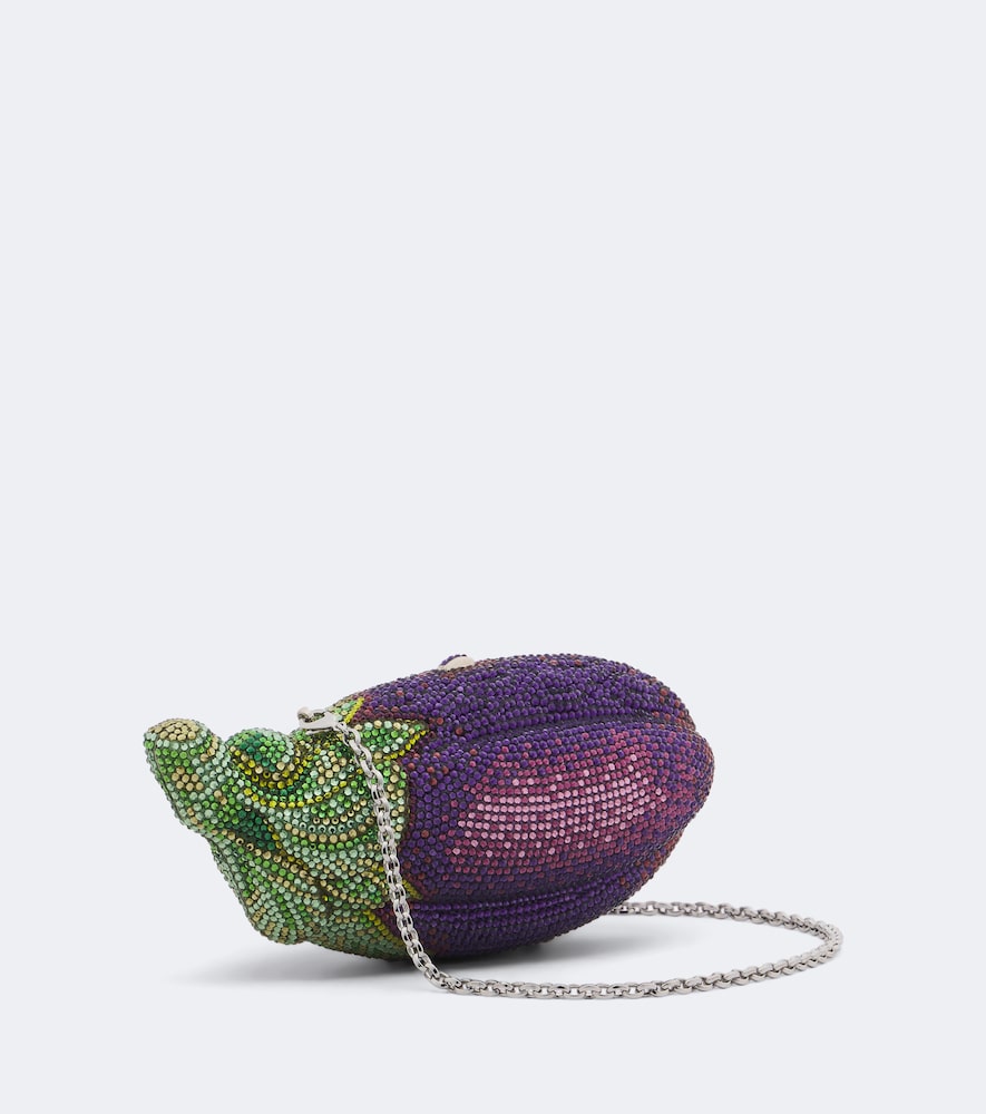 Eggplant crystal-embellished clutch