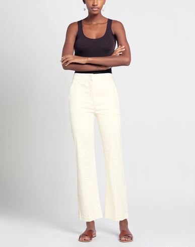 Woman Pants Ivory Size 4 Cotton, Elastane
